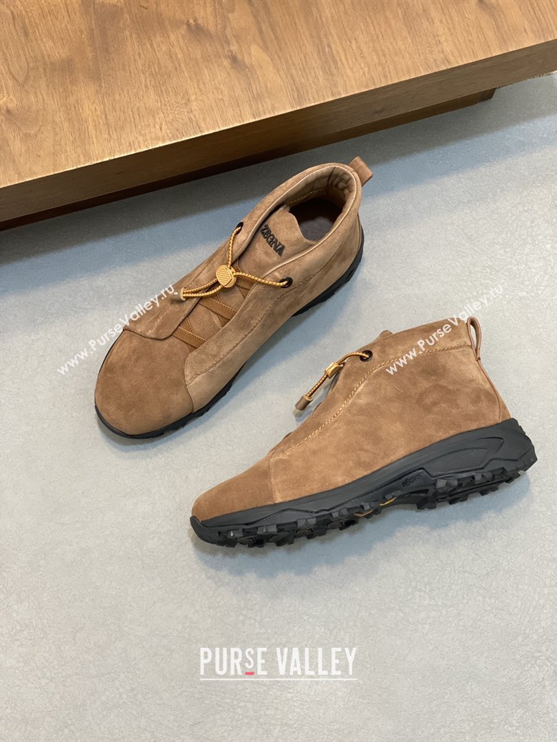 Zegna Mens Triple Stitch™ Vetta Sneakers in Brown Suede 2025 (LM-25112207)