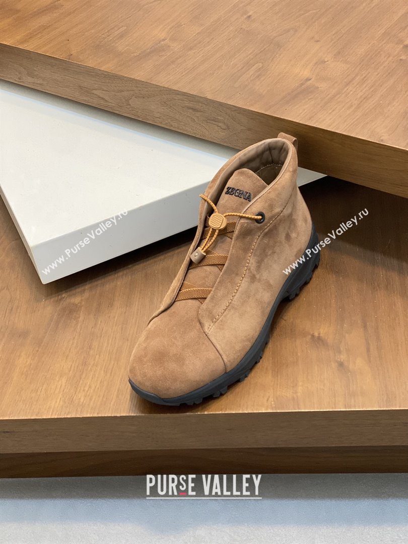 Zegna Mens Triple Stitch™ Vetta Sneakers in Brown Suede 2025 (LM-25112207)