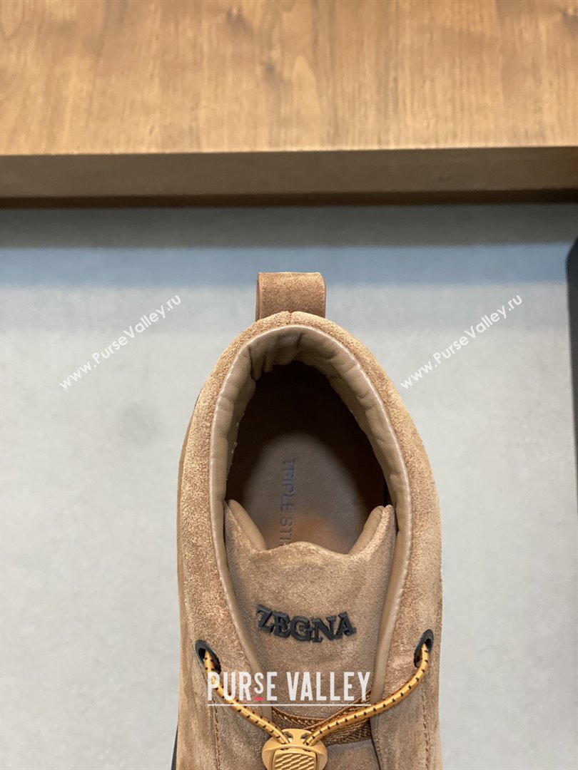 Zegna Mens Triple Stitch™ Vetta Sneakers in Brown Suede 2025 (LM-25112207)