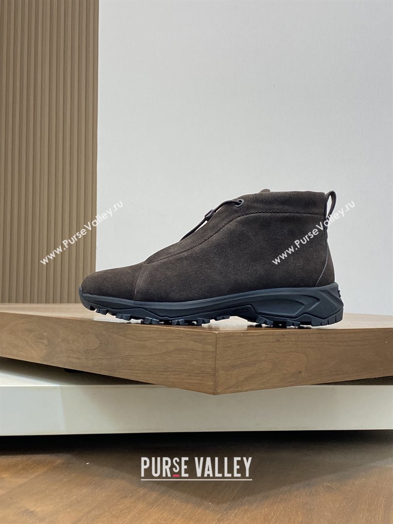 Zegna Mens Triple Stitch™ Vetta Sneakers in Dark Brown Suede 2025 (LM-25112208)