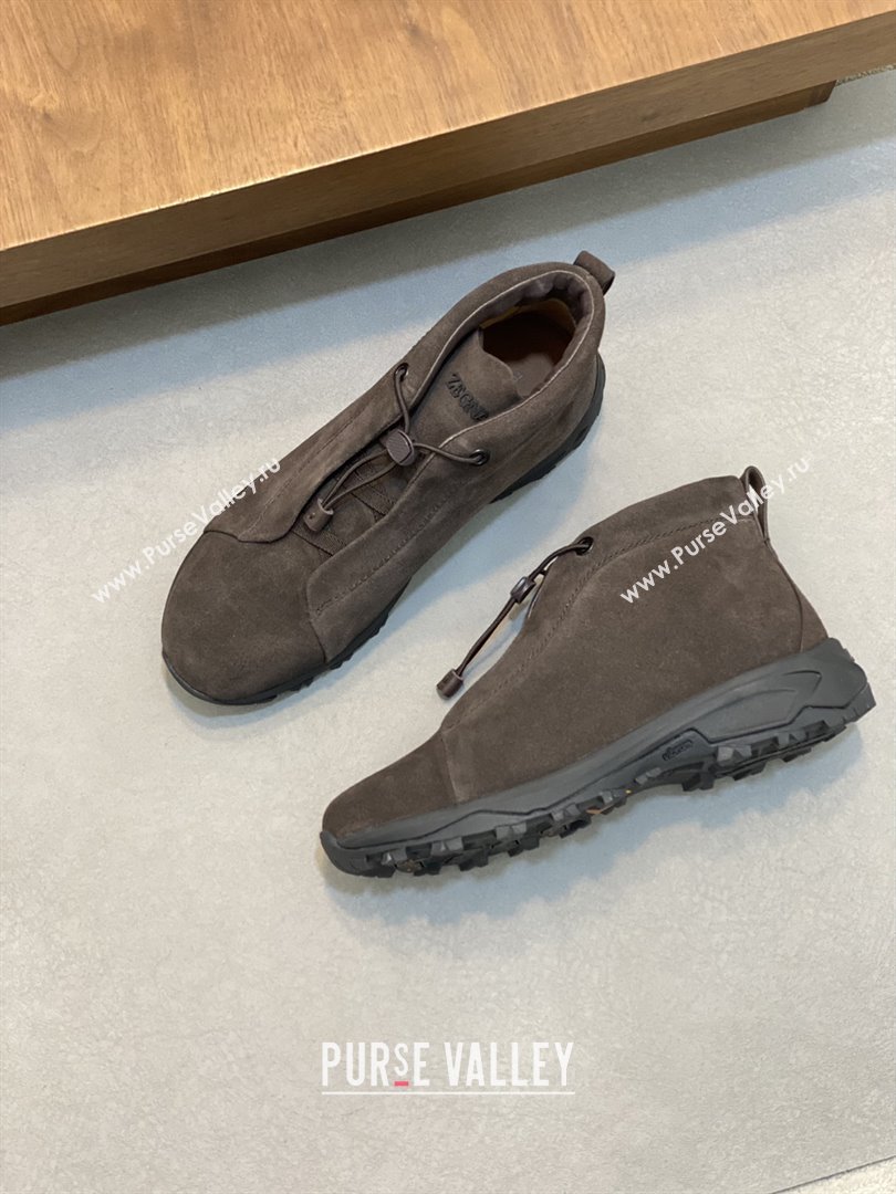 Zegna Mens Triple Stitch™ Vetta Sneakers in Dark Brown Suede 2025 (LM-25112208)