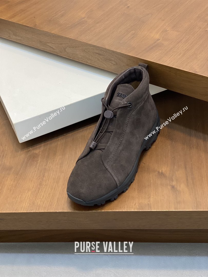 Zegna Mens Triple Stitch™ Vetta Sneakers in Dark Brown Suede 2025 (LM-25112208)