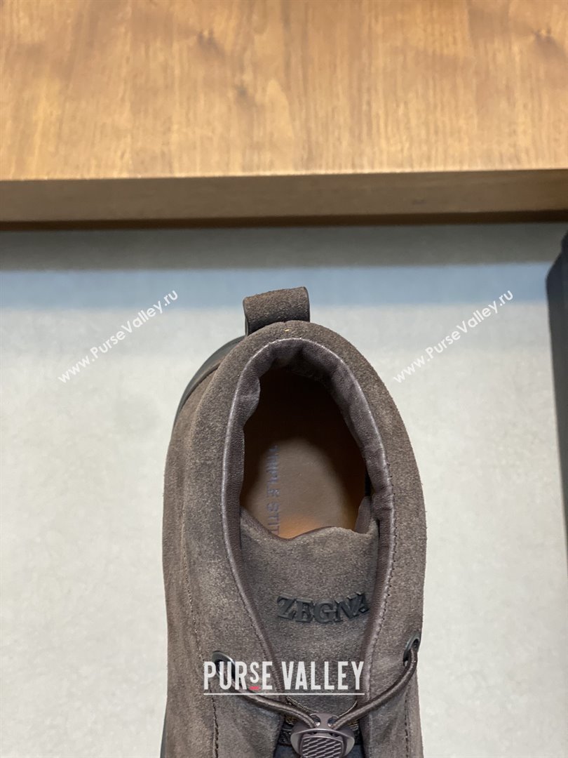 Zegna Mens Triple Stitch™ Vetta Sneakers in Dark Brown Suede 2025 (LM-25112208)