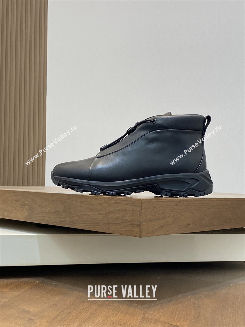 Zegna Mens Triple Stitch™ Vetta Sneakers in Black Smooth Calfskin 2025 (LM-25112209)