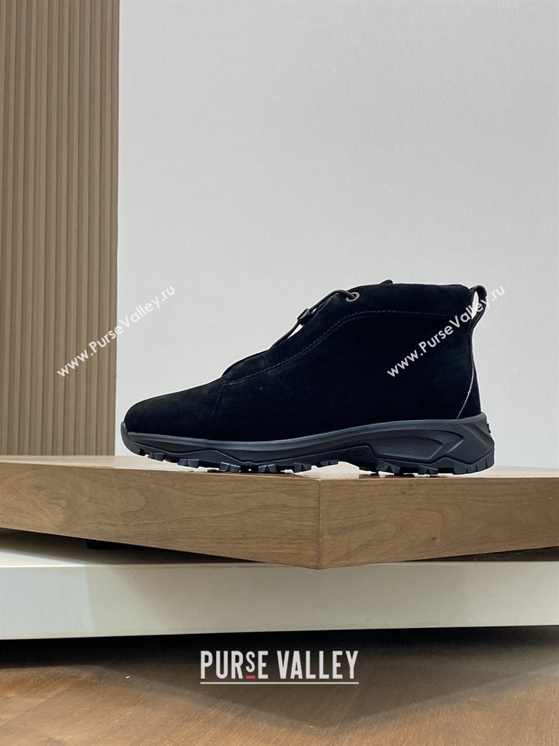 Zegna Mens Triple Stitch™ Vetta Sneakers in Black Suede 2025 (LM-25112206)