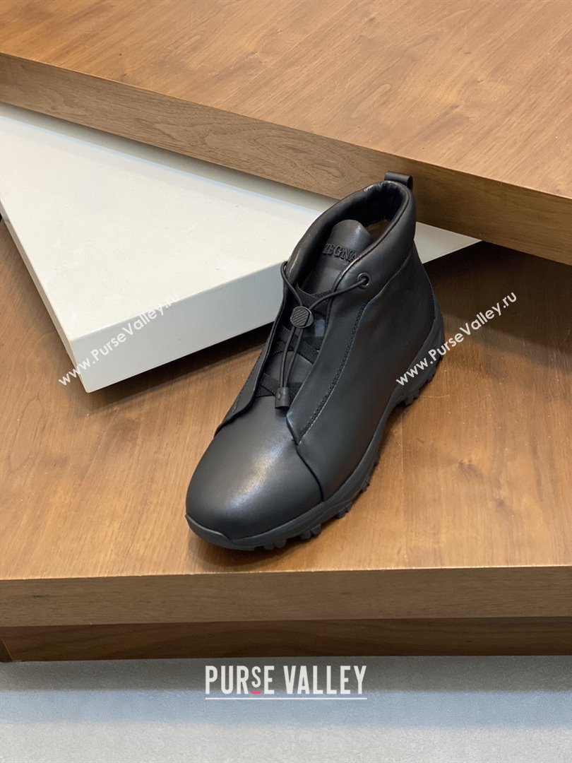 Zegna Mens Triple Stitch™ Vetta Sneakers in Black Smooth Calfskin 2025 (LM-25112209)