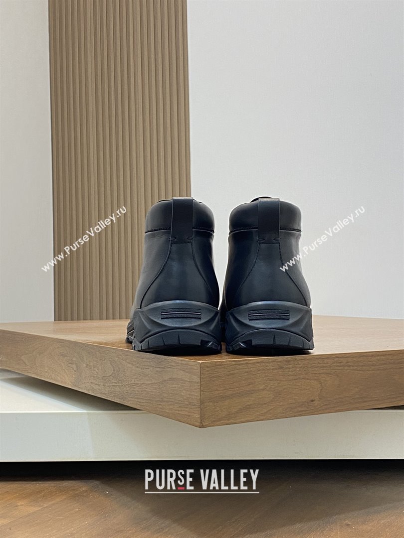 Zegna Mens Triple Stitch™ Vetta Sneakers in Black Smooth Calfskin 2025 (LM-25112209)