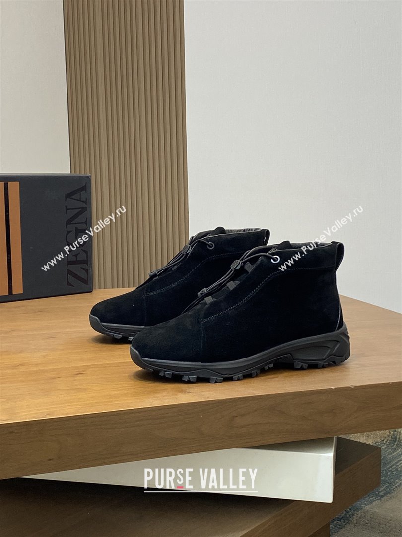 Zegna Mens Triple Stitch™ Vetta Sneakers in Black Suede 2025 (LM-25112206)