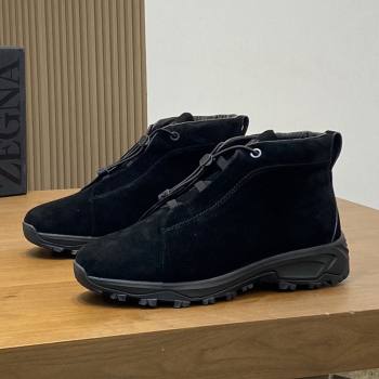 Zegna Mens Triple Stitch™ Vetta Sneakers in Black Suede 2025 (LM-25112206)