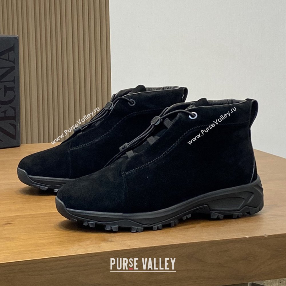 Zegna Mens Triple Stitch™ Vetta Sneakers in Black Suede 2025 (LM-25112206)