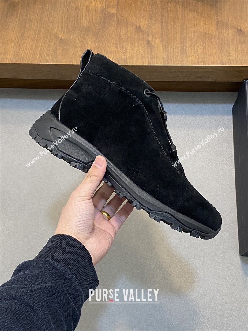 Zegna Mens Triple Stitch™ Vetta Sneakers in Black Suede 2025 (LM-25112206)