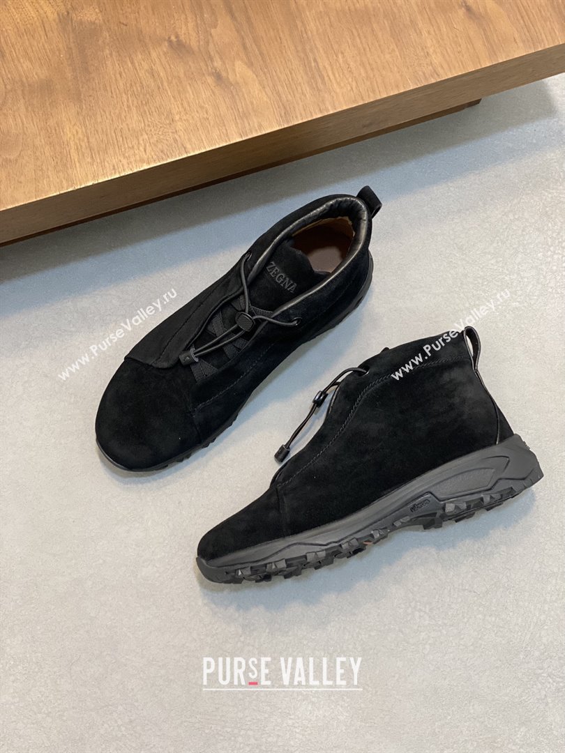 Zegna Mens Triple Stitch™ Vetta Sneakers in Black Suede 2025 (LM-25112206)