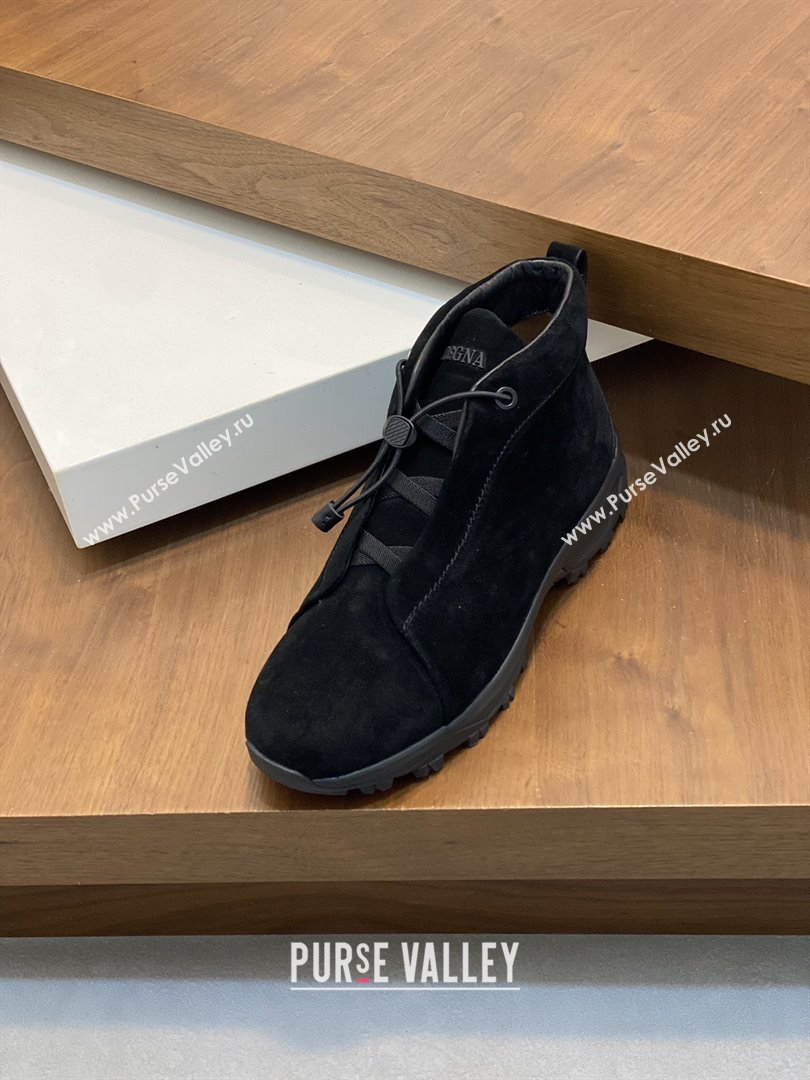 Zegna Mens Triple Stitch™ Vetta Sneakers in Black Suede 2025 (LM-25112206)