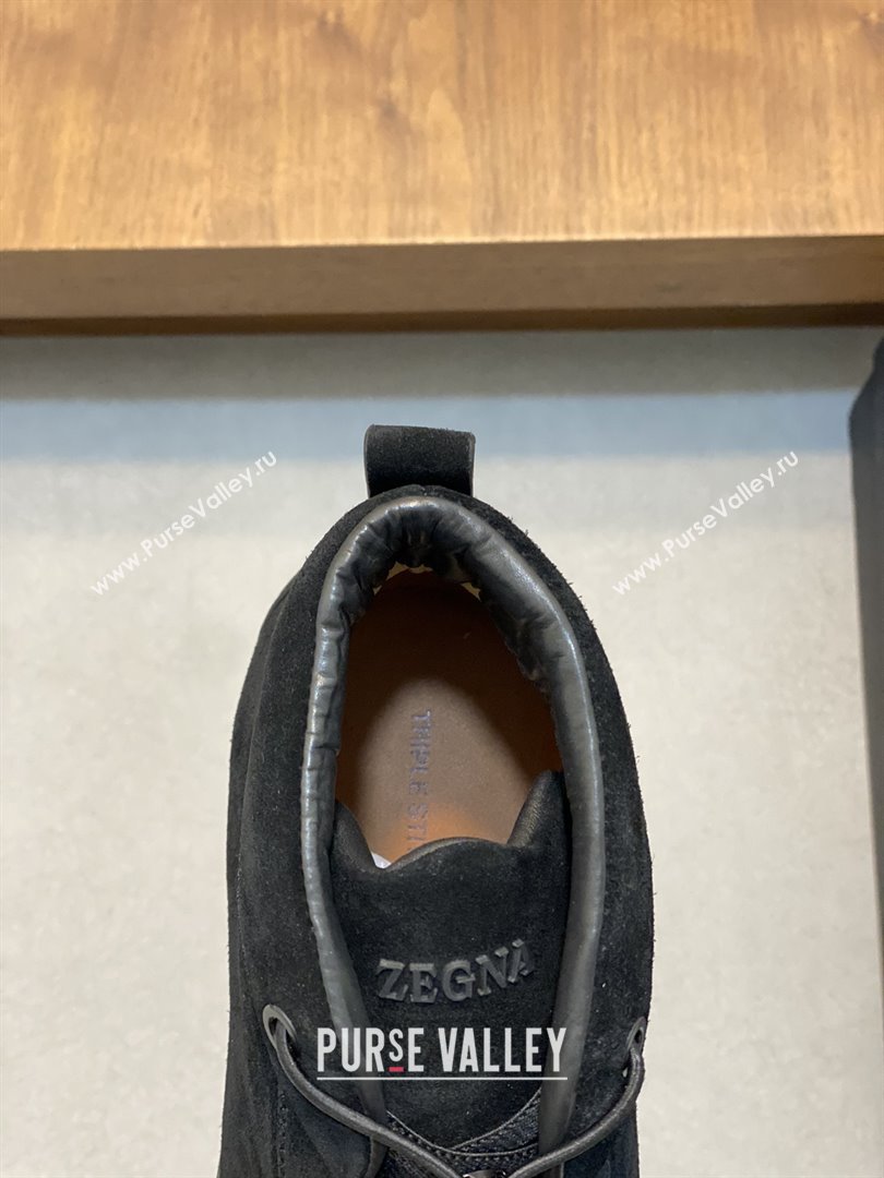 Zegna Mens Triple Stitch™ Vetta Sneakers in Black Suede 2025 (LM-25112206)