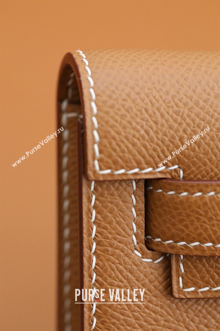 Hermes Kelly Cut Clutch Bag in Original Epsom Leather Brown/Gold (Full Handmade) (AYA-25112101)