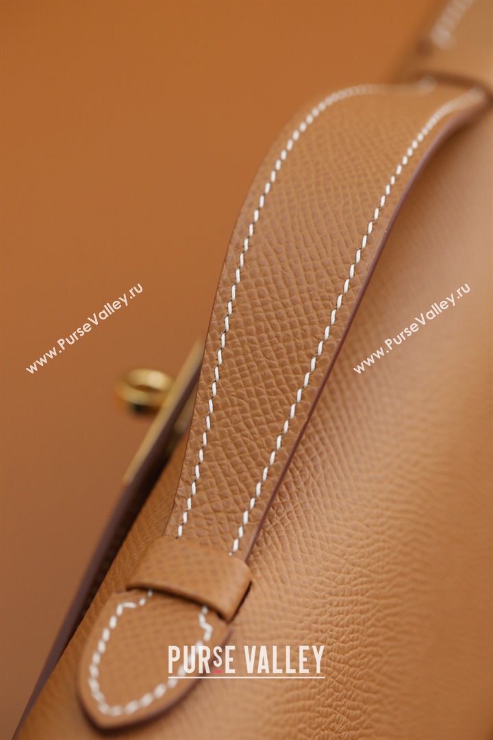 Hermes Kelly Cut Clutch Bag in Original Epsom Leather Brown/Gold (Full Handmade) (AYA-25112101)