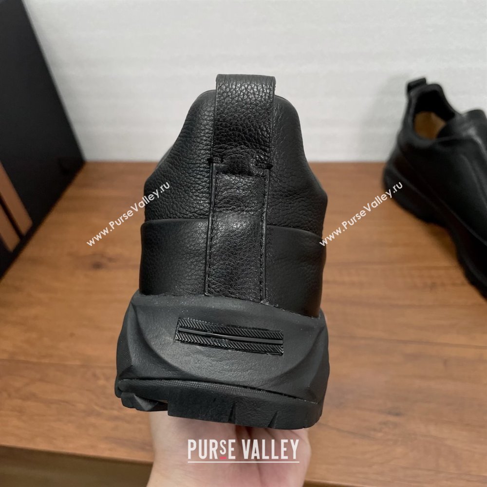 Zegna Mens Triple Stitch™ Monte Sneakers in Grained Calfskin Black 2025 (SHH-25112011)