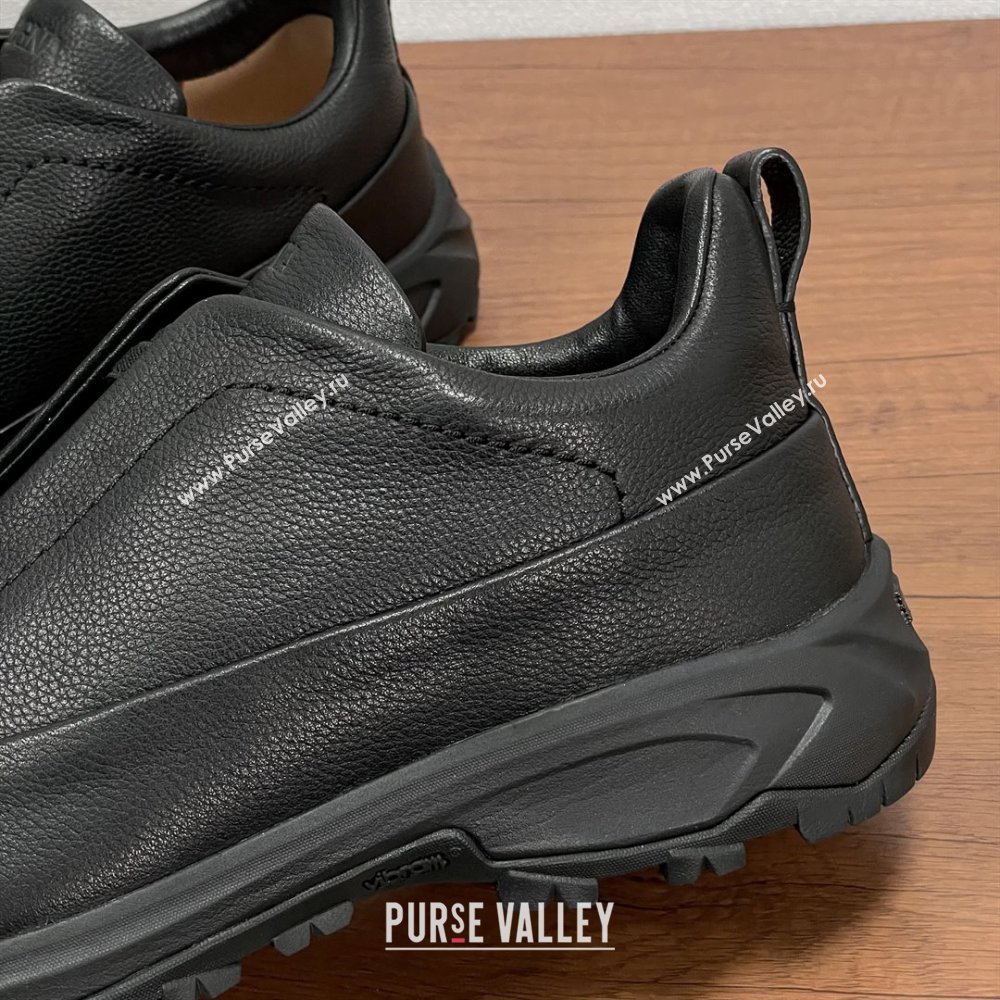 Zegna Mens Triple Stitch™ Monte Sneakers in Grained Calfskin Black 2025 (SHH-25112011)