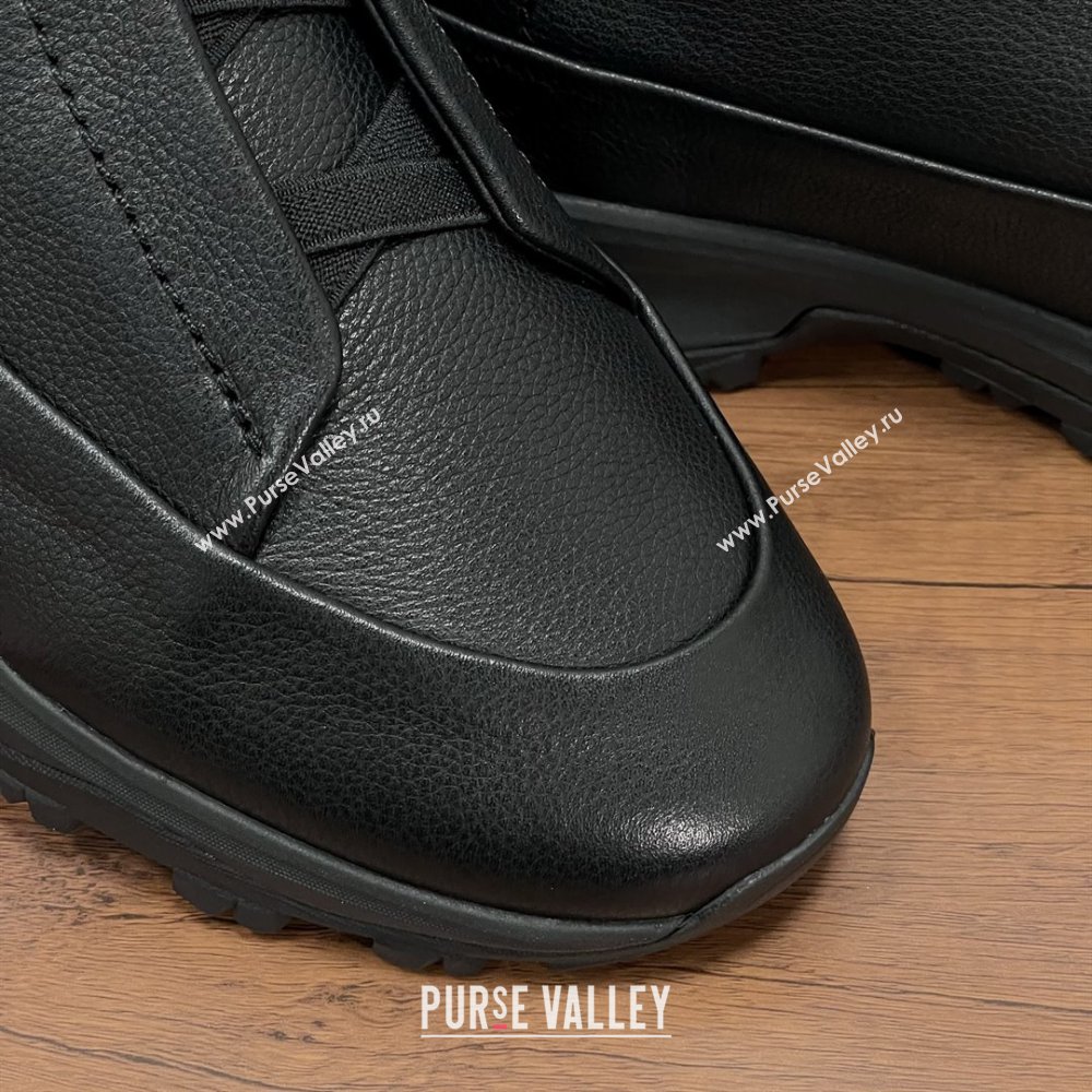 Zegna Mens Triple Stitch™ Monte Sneakers in Grained Calfskin Black 2025 (SHH-25112011)