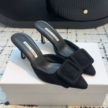 Manolo Blahnik MAYSALE 70 Mules with Buckle in Black Suede 2025 (MGN-25112527)