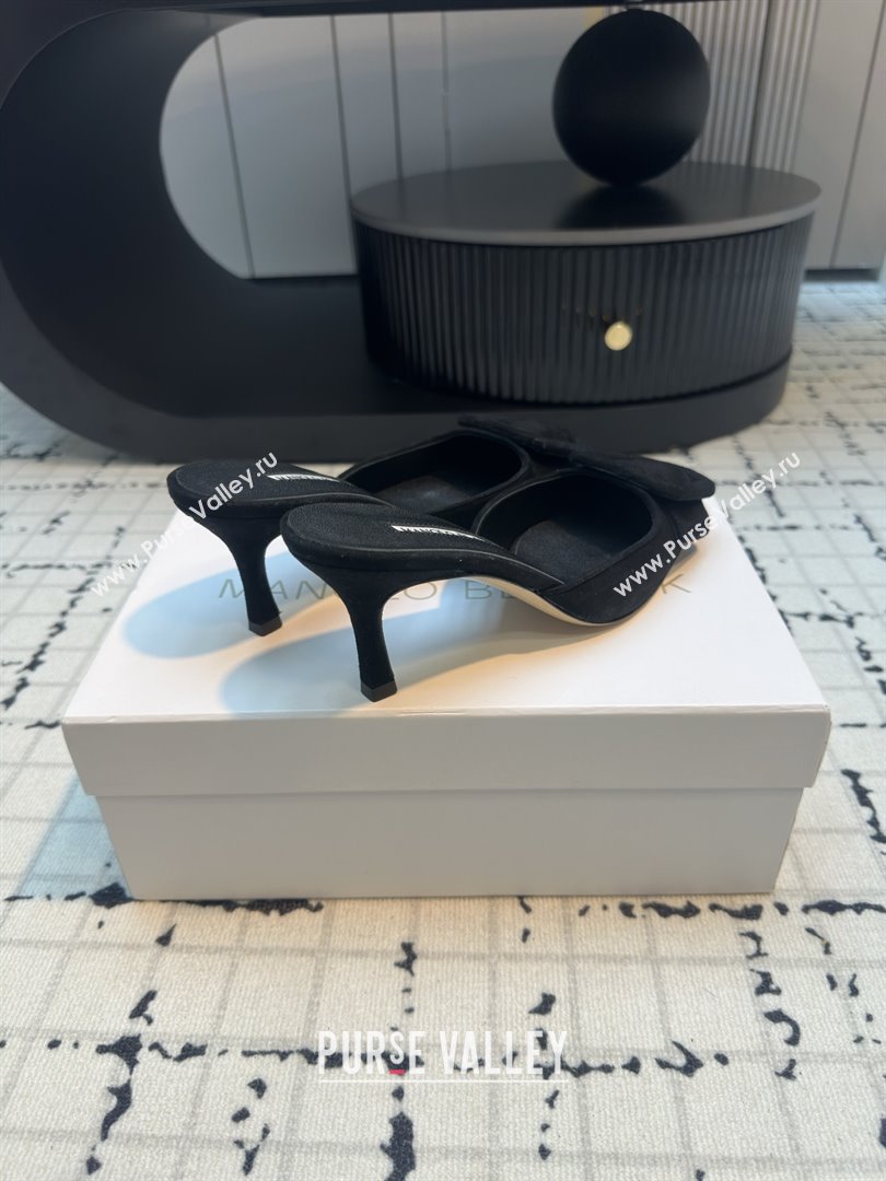 Manolo Blahnik MAYSALE 70 Mules with Buckle in Black Suede 2025 (MGN-25112527)
