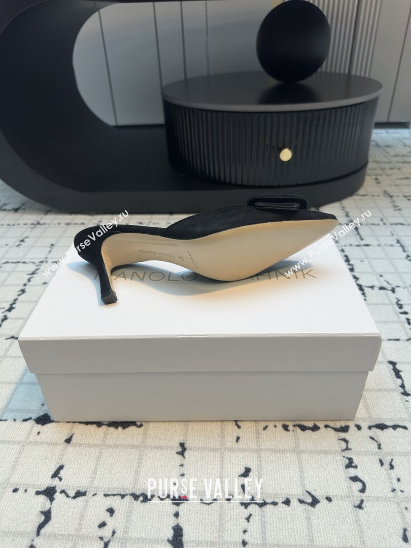 Manolo Blahnik MAYSALE 70 Mules with Buckle in Black Suede 2025 (MGN-25112527)