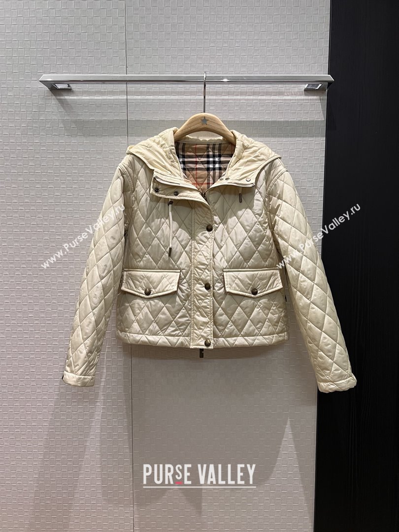 Burberry Cropped Quilted Nylon Hooded Jacket B112707 Beige 2025 (Q-25112807)