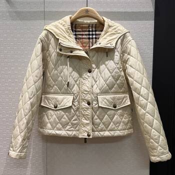Burberry Cropped Quilted Nylon Hooded Jacket B112707 Beige 2025 (Q-25112807)