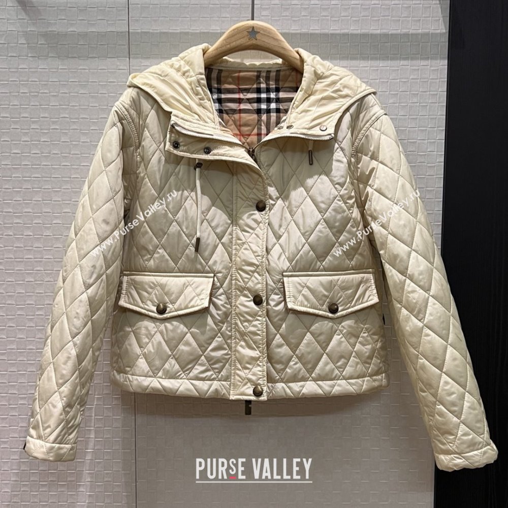 Burberry Cropped Quilted Nylon Hooded Jacket B112707 Beige 2025 (Q-25112807)