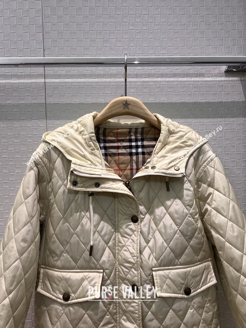 Burberry Cropped Quilted Nylon Hooded Jacket B112707 Beige 2025 (Q-25112807)