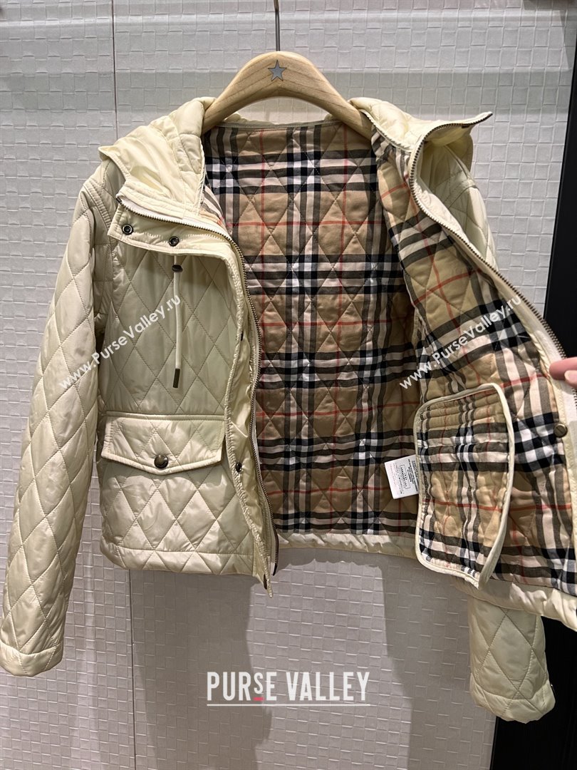 Burberry Cropped Quilted Nylon Hooded Jacket B112707 Beige 2025 (Q-25112807)