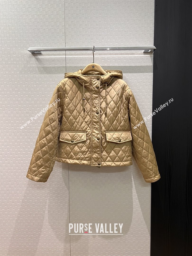 Burberry Cropped Quilted Nylon Hooded Jacket B112708 Brown 2025 (Q-25112808)
