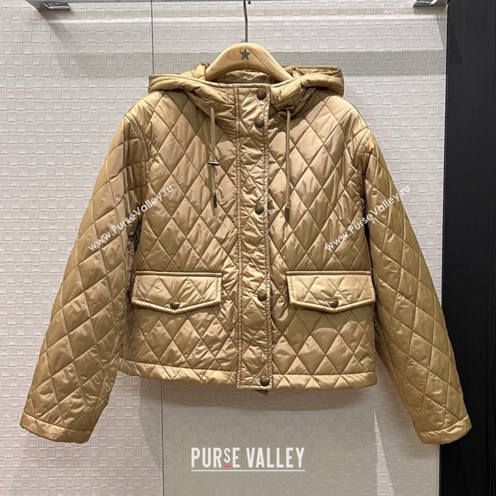 Burberry Cropped Quilted Nylon Hooded Jacket B112708 Brown 2025 (Q-25112808)