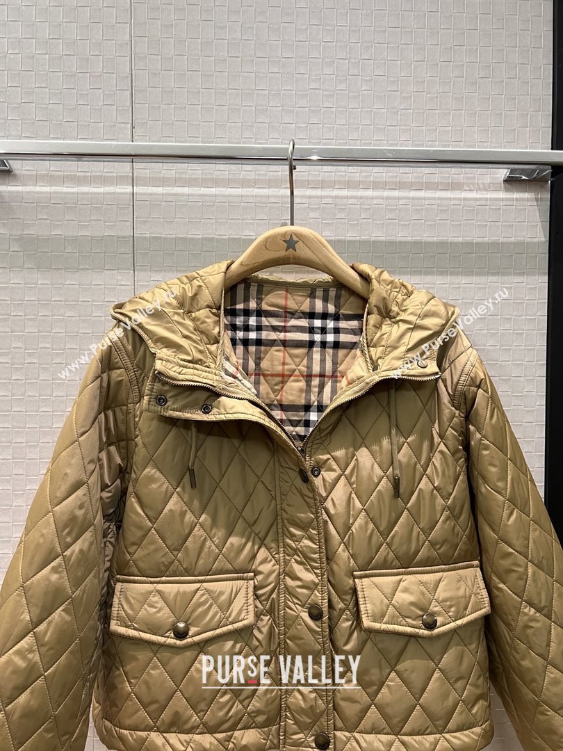 Burberry Cropped Quilted Nylon Hooded Jacket B112708 Brown 2025 (Q-25112808)