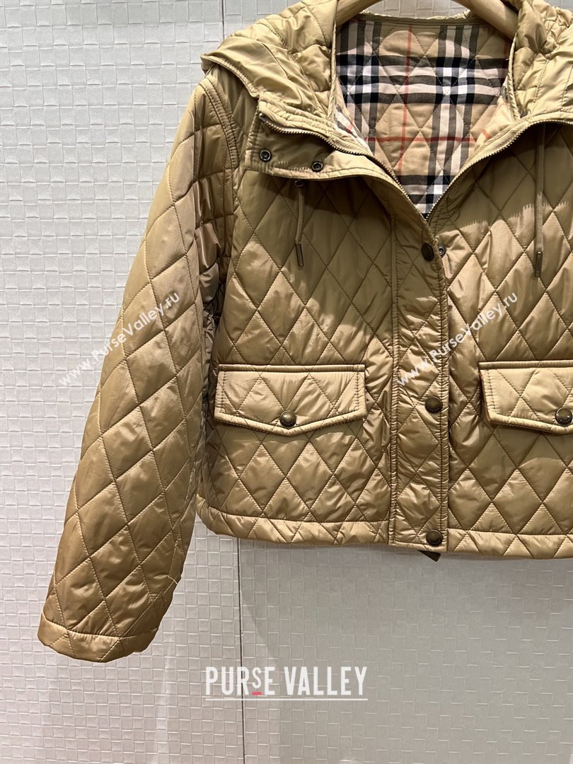 Burberry Cropped Quilted Nylon Hooded Jacket B112708 Brown 2025 (Q-25112808)