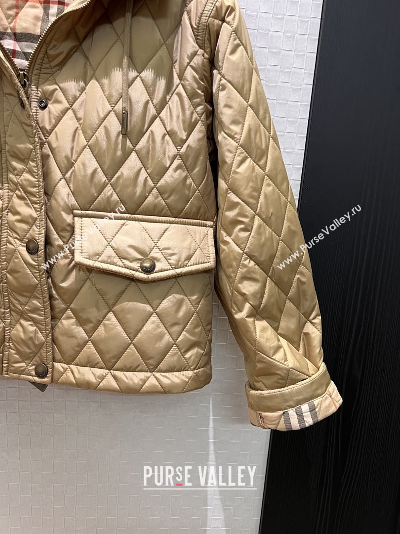 Burberry Cropped Quilted Nylon Hooded Jacket B112708 Brown 2025 (Q-25112808)