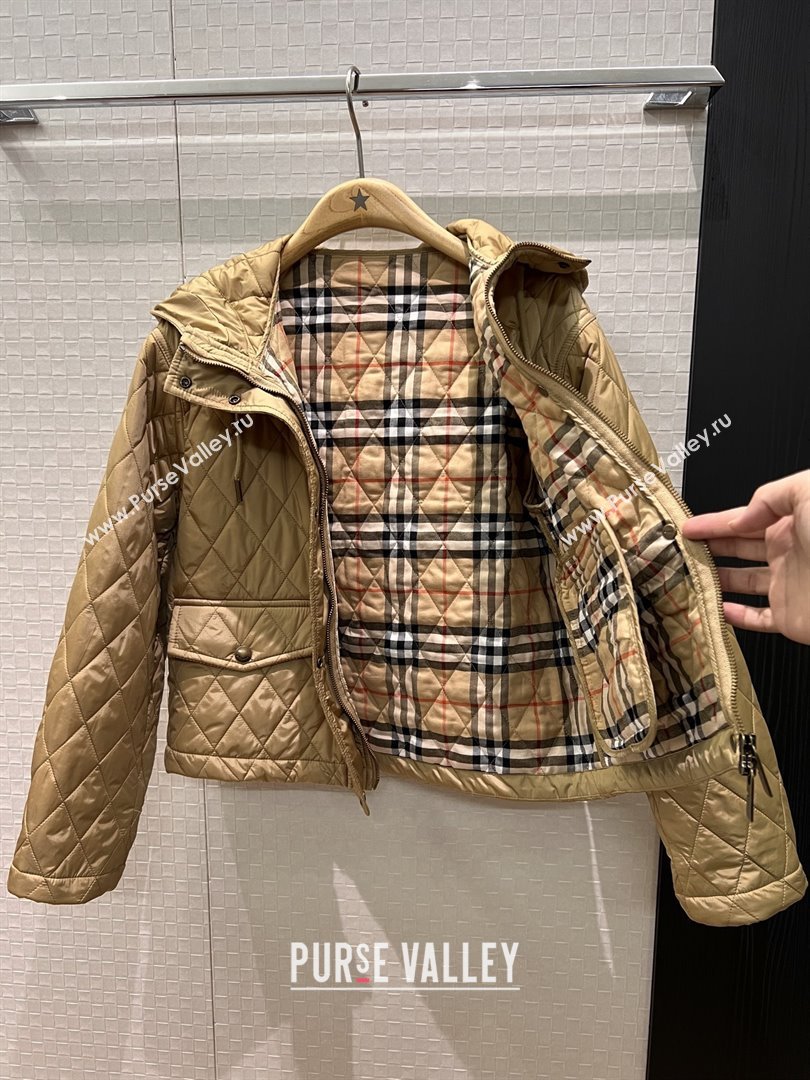 Burberry Cropped Quilted Nylon Hooded Jacket B112708 Brown 2025 (Q-25112808)