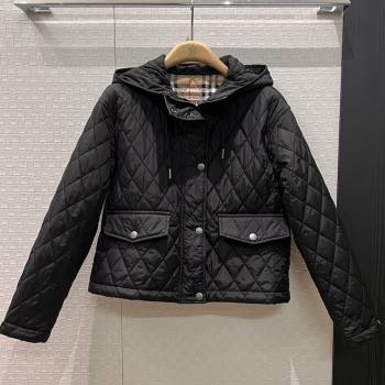 Burberry Cropped Quilted Nylon Hooded Jacket B112709 Black 2025 (Q-25112809)