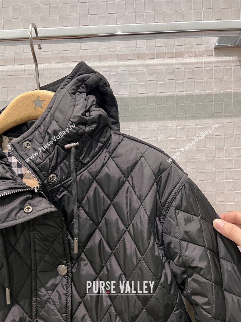 Burberry Cropped Quilted Nylon Hooded Jacket B112709 Black 2025 (Q-25112809)