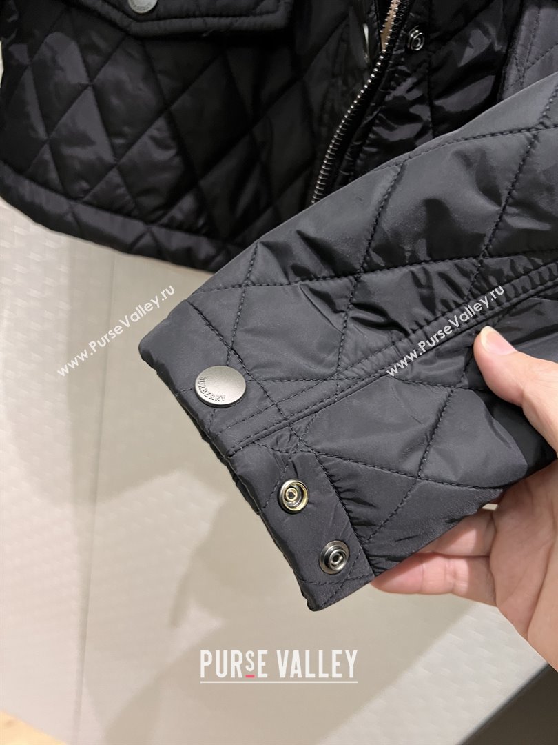 Burberry Cropped Quilted Nylon Hooded Jacket B112709 Black 2025 (Q-25112809)
