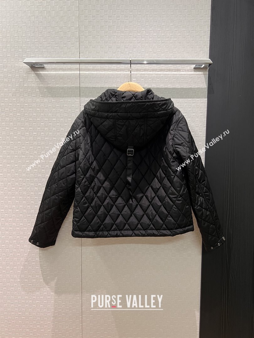 Burberry Cropped Quilted Nylon Hooded Jacket B112709 Black 2025 (Q-25112809)