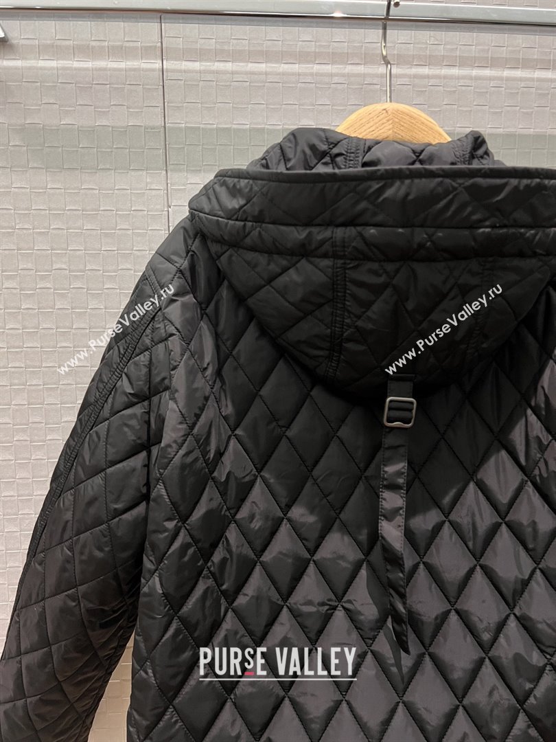 Burberry Cropped Quilted Nylon Hooded Jacket B112709 Black 2025 (Q-25112809)