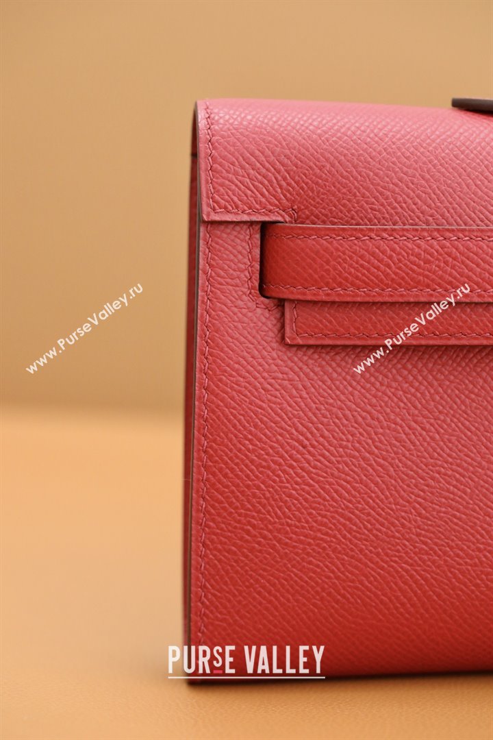 Hermes Kelly Cut Clutch Bag in Original Epsom Leather National Flag Red/Gold (Full Handmade) (AYA-25120316)