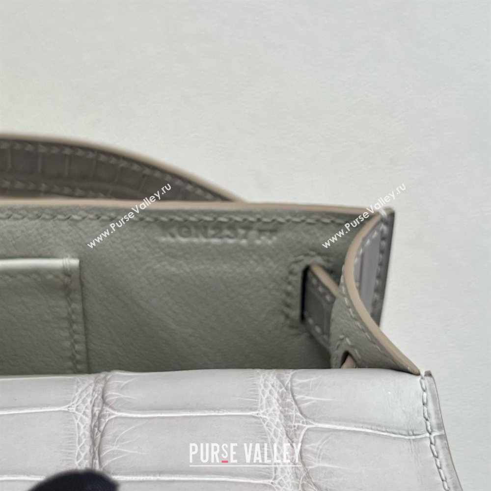 Hermes Kelly Cut Clutch Bag in Matt Alligator Leather CK80 Pearl Grey/Gold (Full Handmade) (XYA-25120318)