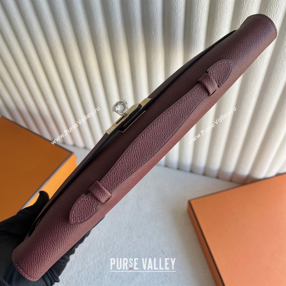 Hermes Kelly Cut Clutch Bag in Original Epsom Leather CK55 Hermes Red/Gold (Full Handmade) (XYA-25120317)