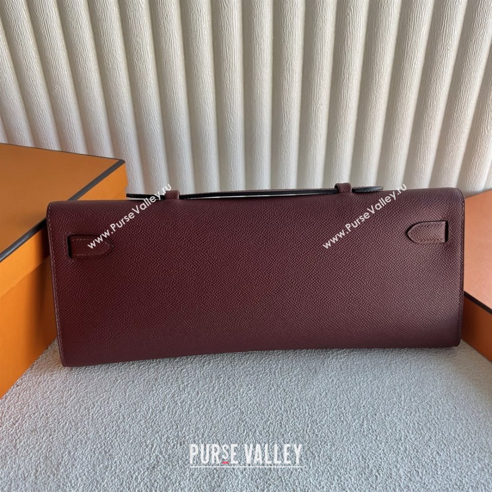 Hermes Kelly Cut Clutch Bag in Original Epsom Leather CK55 Hermes Red/Gold (Full Handmade) (XYA-25120317)