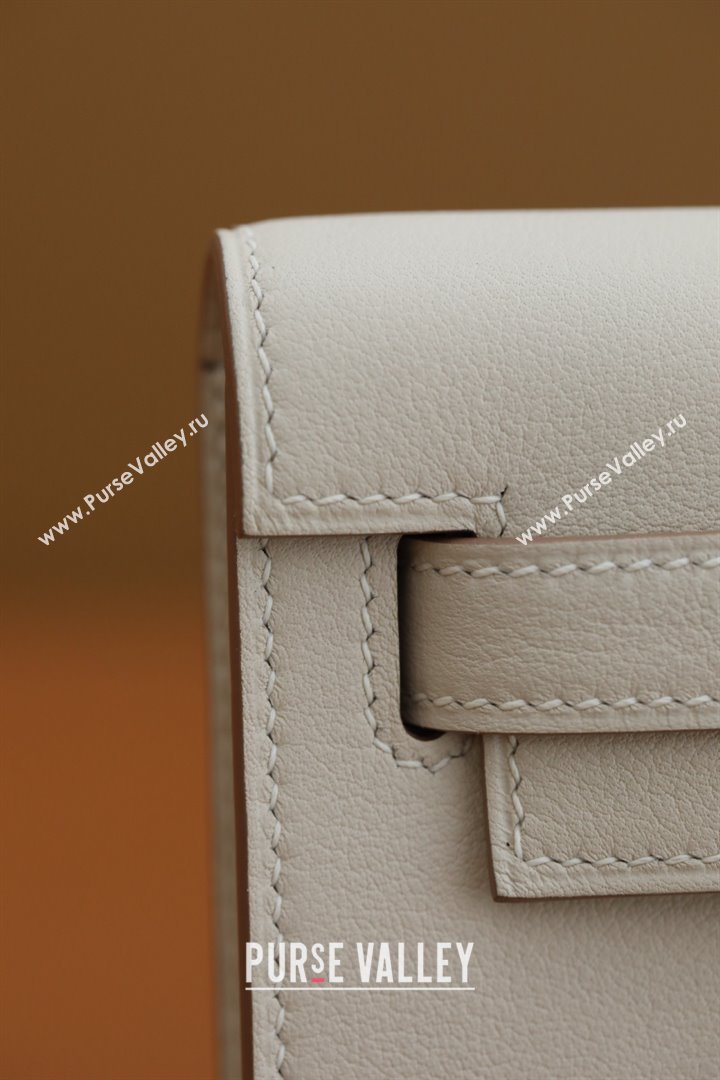 Hermes Kelly Cut Clutch Bag in Original Swift Leather Milk Shake White/Gold (Full Handmade) (XYA-25120307)
