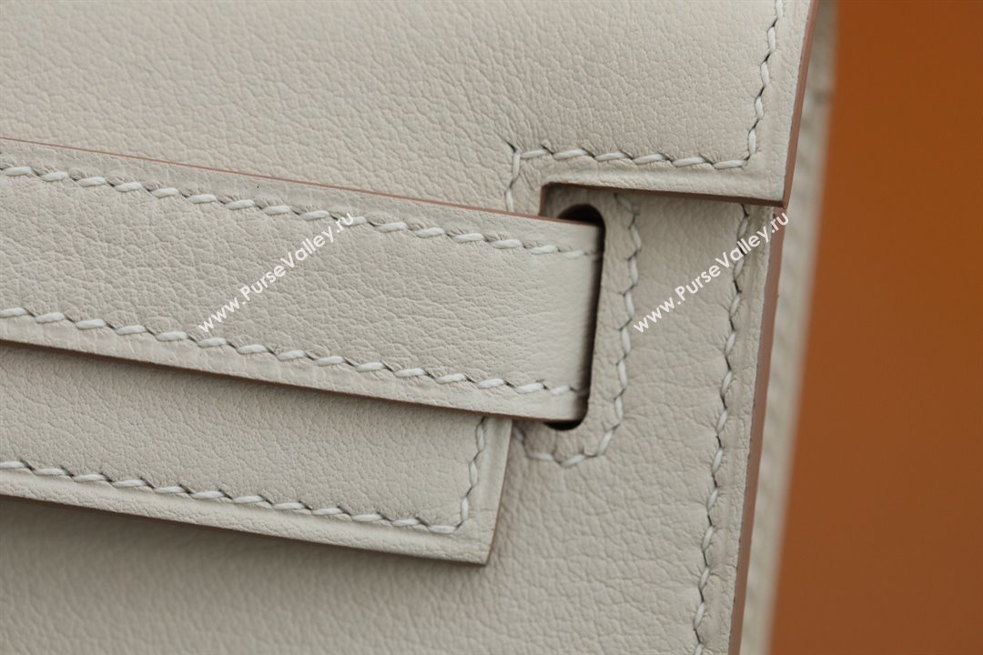 Hermes Kelly Cut Clutch Bag in Original Swift Leather Milk Shake White/Gold (Full Handmade) (XYA-25120307)