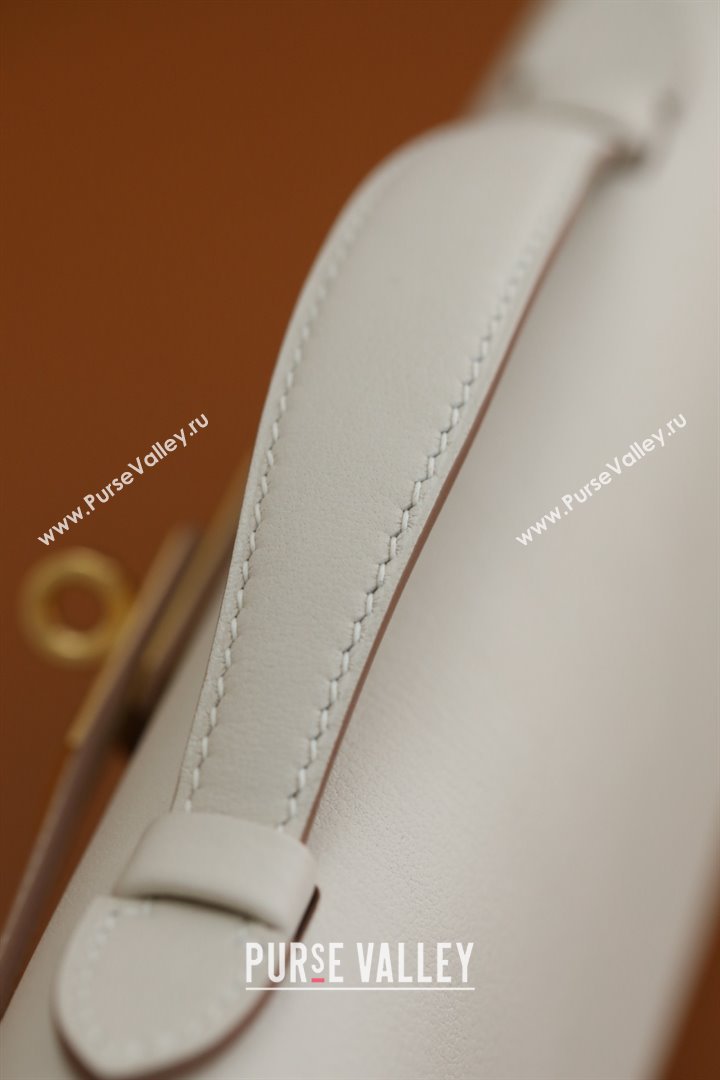 Hermes Kelly Cut Clutch Bag in Original Swift Leather Milk Shake White/Gold (Full Handmade) (XYA-25120307)