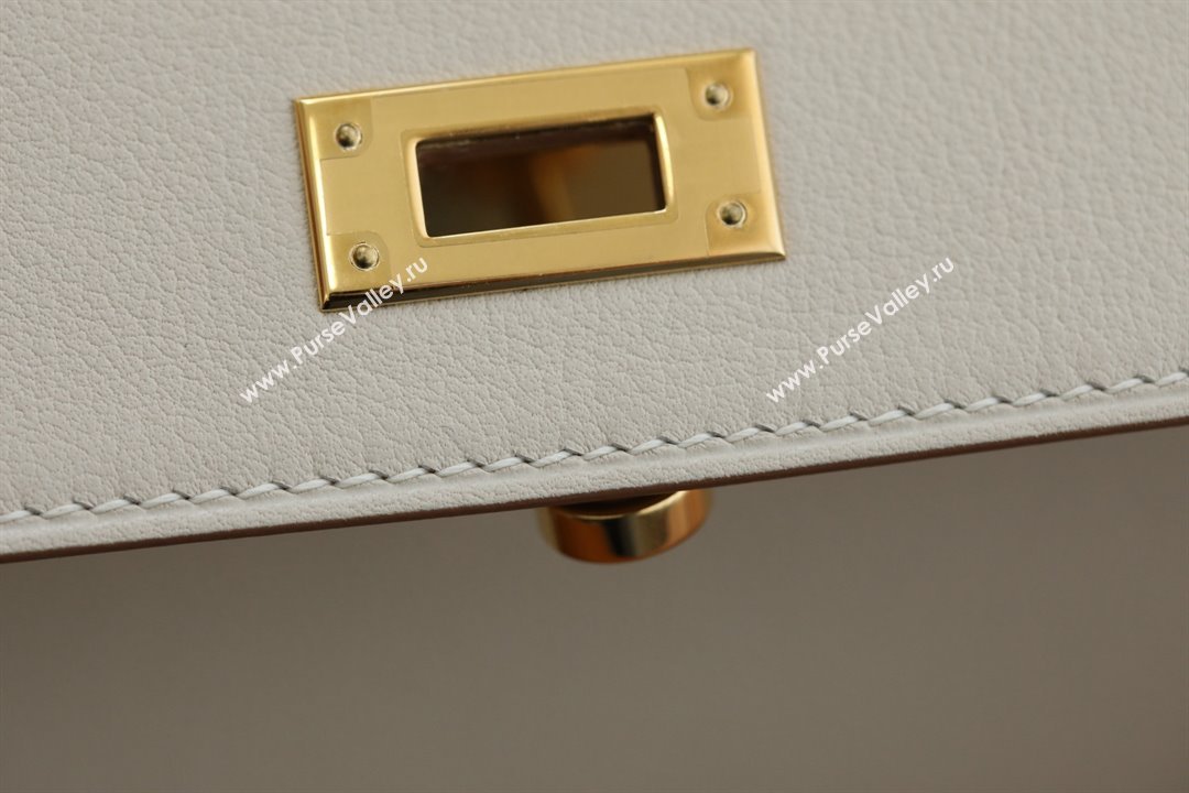 Hermes Kelly Cut Clutch Bag in Original Swift Leather Milk Shake White/Gold (Full Handmade) (XYA-25120307)